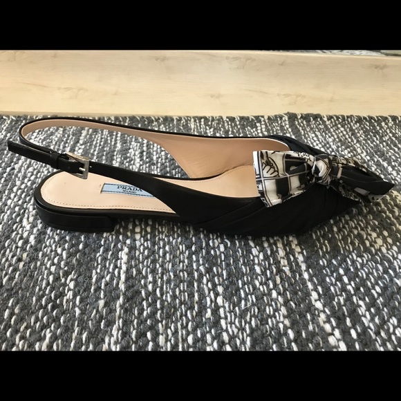 Prada Slingback Flat with Bow, Black, New - Picture 8 of 8